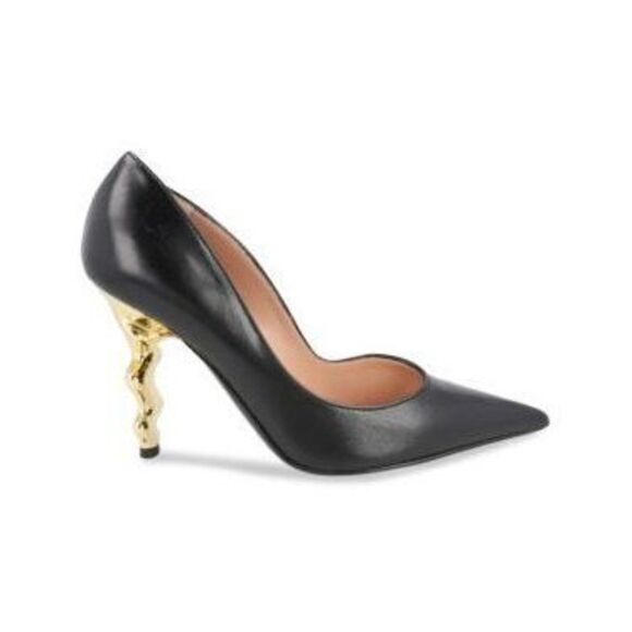 Love Moschino Shoes - 95MM Gold Metal Sculpted Heel Leather Pumps